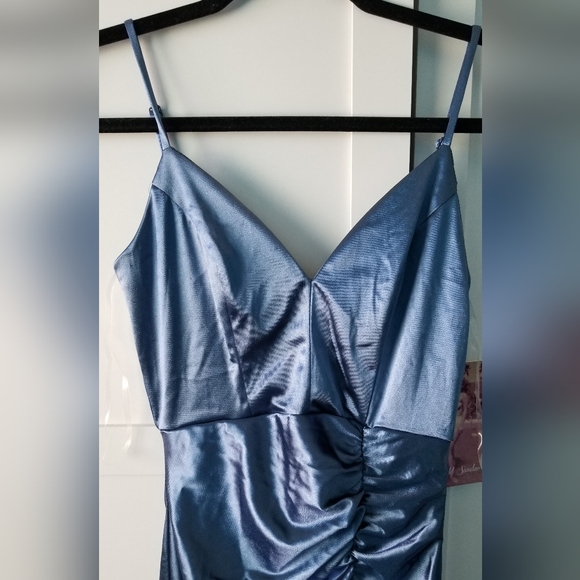 Emerald Sundae Blue Satin Mini Dress - Picture 3 of 5